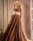 Black Rust Printed Lehenga Set (Set Of 3)