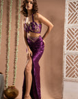 Purple Velvet Indo Drape Set (Set Of 3)
