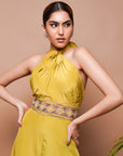 Green Crepe Halter Neck Jumpsuit