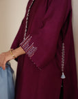 Khushboo & Pankaj Wine Berry Kurta Set with Organza Dupatta