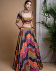Multi Color Digital Print Heavy Lehenga Set (Set Of 3)