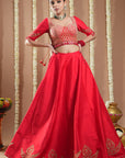 Chilli Red Heavy Silk Lehenga Set (Set Of 3)