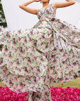 Violet African Floral Anarkali Set (Set Of 3)