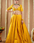 Mustard Yellow Heavy Slub Silk Lehenga Set (Set Of 3)