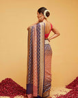 Traditional Purple and Peach Georgette Banarasi Bandhani Saree