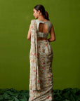 Green Georgette Pre-Draped Saree Skirt with Ombre Sequin Pallu and Hand-Embellished Blouse