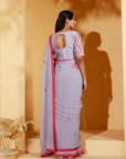 Organza Saree with Hand Embroidered Blouse and Detachable Belt