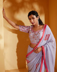 Organza Saree with Hand Embroidered Blouse and Detachable Belt
