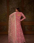 Green Sequined Ombre Anarkali with Gathered Sleeves