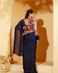 Ombre Saree with Sequin Embroidered Border and Sleeveless Blouse - Crepe