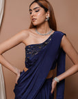 Navy Pre-Stitched Draped Saree