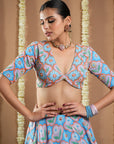 Endless Sky Blue Printed Lehenga Set (Set Of 3)