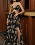 Black Abstract Long Indo Lehenga Dress