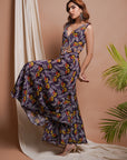 Violet Printed Vest Coat And Palazzo Set (Set Of 2)