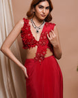 Red Pre-Stitched Draped Saree
