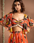 Orange Kaudi Abstract Print Indo Set (Set Of 2)