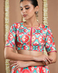 Red Tile Printed Heavy Lehenga Set (Set Of 3)