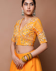 Mango Yellow Indo Lehenga Set (Set Of 2)