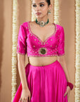 Hot Pink Silk Heavy Lehenga Set (Set Of 3)