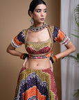 Multi Color Digital Print Heavy Lehenga Set (Set Of 3)