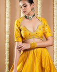 Mustard Yellow Heavy Slub Silk Lehenga Set (Set Of 3)