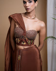 Rustic Brown Corset Drape Set (Set Of 2)