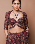 Maroon Digital Print Lehenga Set (Set Of 3)
