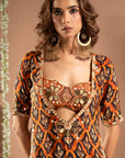 Black Rust Printed Indo-Kurta Set (Set Of 3)