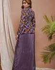 Violet Digital Printed Coat And Drape Skirt Set (Set Of 2)