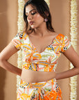 Orange Forest Print Drape Indo Set