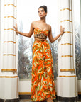 Orange Multicolor Abstract Wave Co-Ord (Set Of 3)