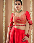 Chilli Red Heavy Silk Lehenga Set (Set Of 3)