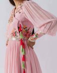 A-Line Drape Skirt Set with Ruffle Dupatta