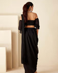 Off Shoulder Pre Drape Saree with Beautifully Hand Embroidered Zardosi