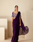 Blush Pink Printed Saree with Elegant Embroidered Blouse