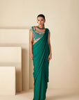 Beautifully Handcrafted Blouse with Embroidery with a Pre Draped Saree