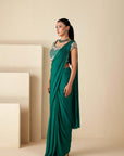 Beautifully Handcrafted Blouse with Embroidery with a Pre Draped Saree