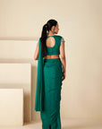 Beautifully Handcrafted Blouse with Embroidery with a Pre Draped Saree