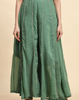 Chikankari Shimmer Anarkali Kurta Set - Green