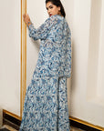 White And Blue Paisley Kimono Set (Set Of 3)