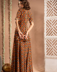 Black Rust Printed Indo-Kurta Set (Set Of 3)