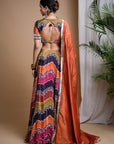 Multi Color Digital Print Heavy Lehenga Set (Set Of 3)