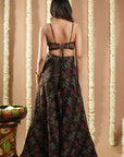 Black Printed Glass Neck Indo Set (Set Of 2)