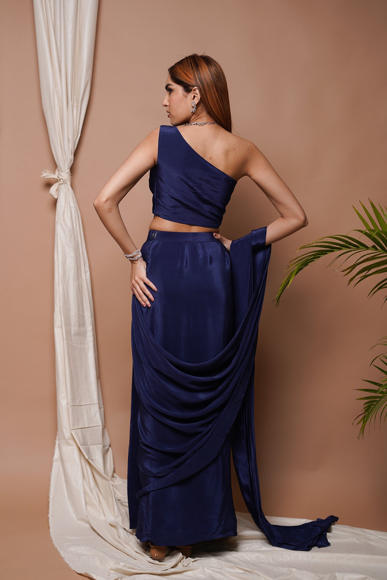 Navy Pre-Stitched Draped Saree