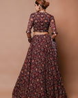 Maroon Digital Print Lehenga Set (Set Of 3)