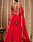 Chilli Red Heavy Silk Lehenga Set (Set Of 3)