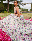 Violet African Floral Lehenga Set (Set Of 3)
