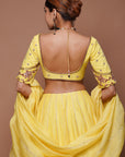 Yellow Chanderi Lehenga Set (Set Of 3)