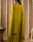Mehendi Green Shrug Drape Set (Set Of 3)