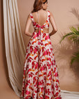 Cream Abstract Printed V-Neck Jumpsuit
